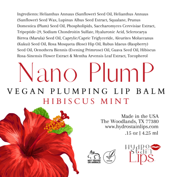 NanoPlump™ VEGAN Plumping Lip Balm with Hyaluronic Acid and Peptides: Hibiscus Mint